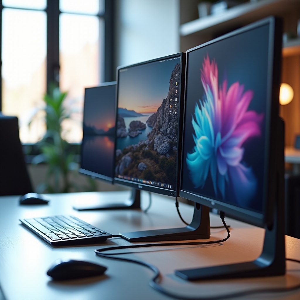 stasiun dok untuk menghubungkan 3 monitor