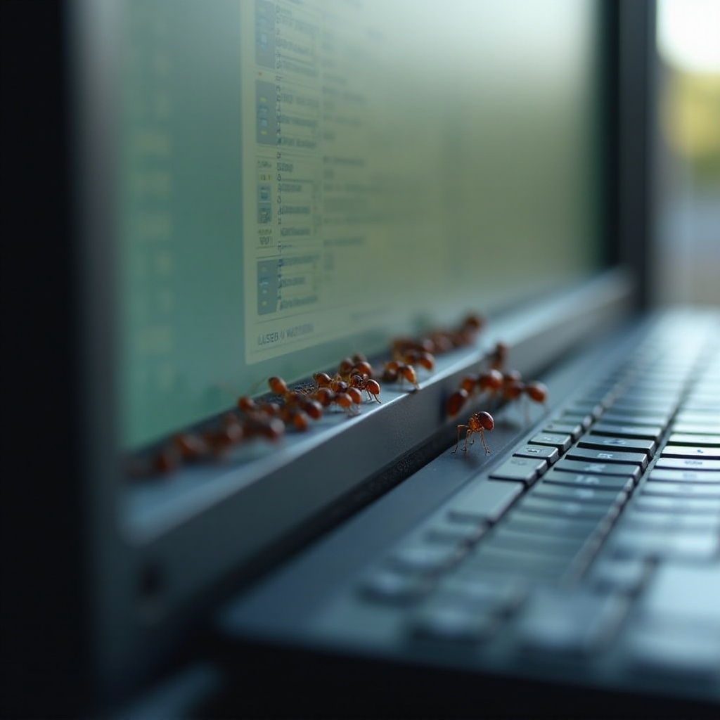 semut terjebak di monitor