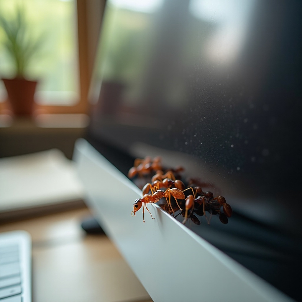 hormiga atrapada en monitor